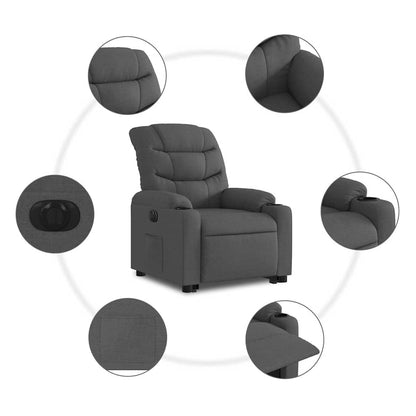 Poltrona Alzapersona Reclinabile Elettrica Grigio Scuro Tessuto | homemem39
