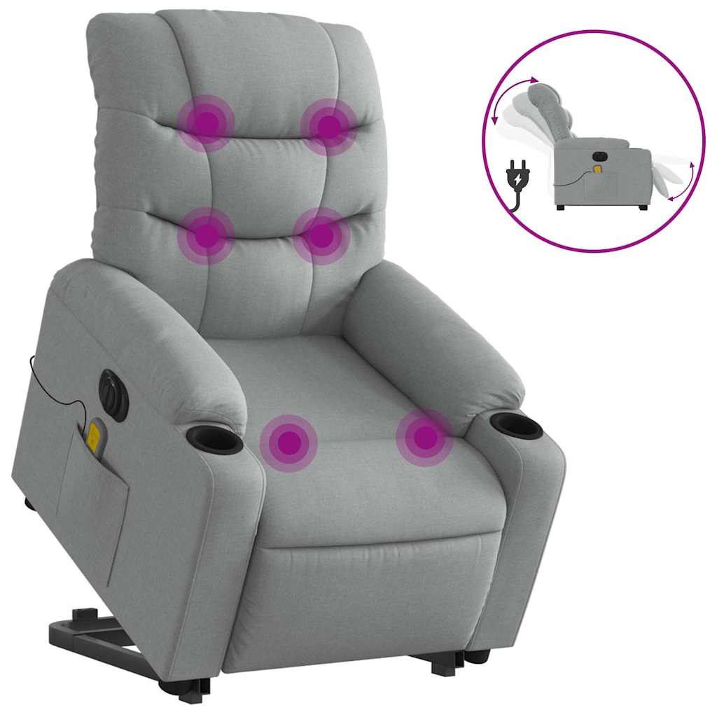 Poltrona Alzapersona Massaggi Elettrica Grigio Chiaro Tessuto | homemem39