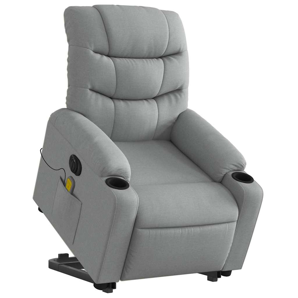 Poltrona Alzapersona Massaggi Elettrica Grigio Chiaro Tessuto | homemem39