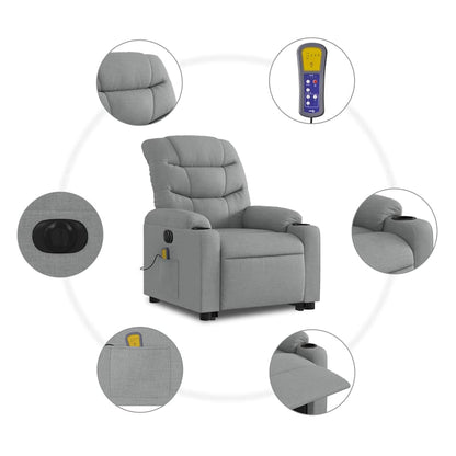 Poltrona Alzapersona Massaggi Elettrica Grigio Chiaro Tessuto | homemem39