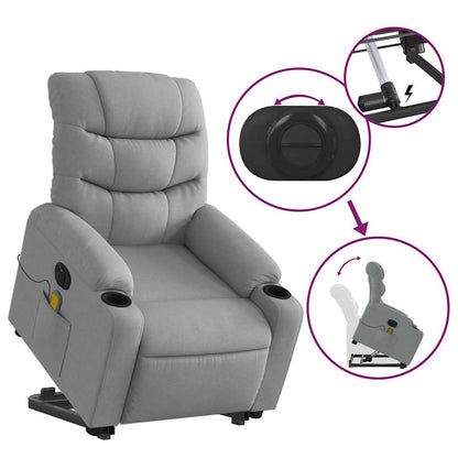 Poltrona Alzapersona Massaggi Elettrica Grigio Chiaro Tessuto | homemem39