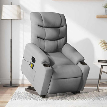 Poltrona Alzapersona Massaggi Elettrica Grigio Chiaro Tessuto | homemem39