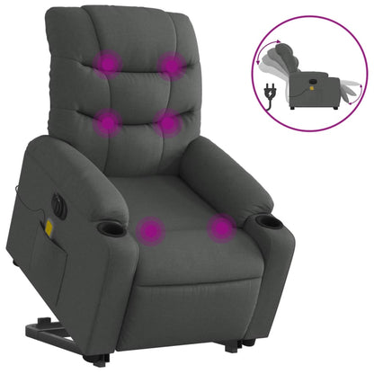 Poltrona Alzapersona Massaggi Elettrica Grigio Scuro Tessuto - homemem39