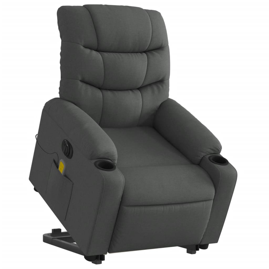 Poltrona Alzapersona Massaggi Elettrica Grigio Scuro Tessuto - homemem39