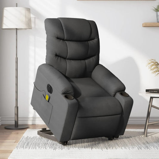 Poltrona Alzapersona Massaggi Elettrica Grigio Scuro Tessuto - homemem39
