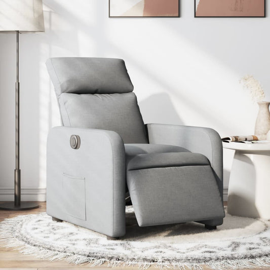 Poltrona Elettrica Reclinabile Grigio Chiaro in Tessuto - homemem39
