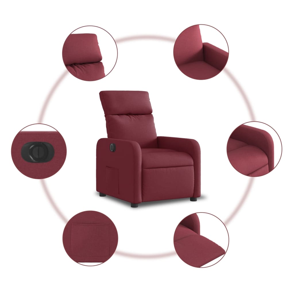 Poltrona Elettrica Reclinabile Rosso Vino in Tessuto | homemem39