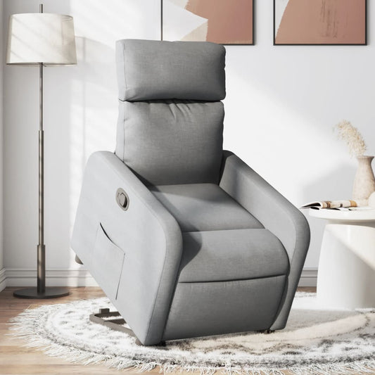 Poltrona Alzapersona Reclinabile Grigio Chiaro in Tessuto | homemem39
