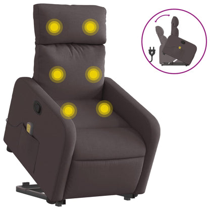 Poltrona Alzapersona Massaggi Reclinabile Marrone Scuro Tessuto | homemem39