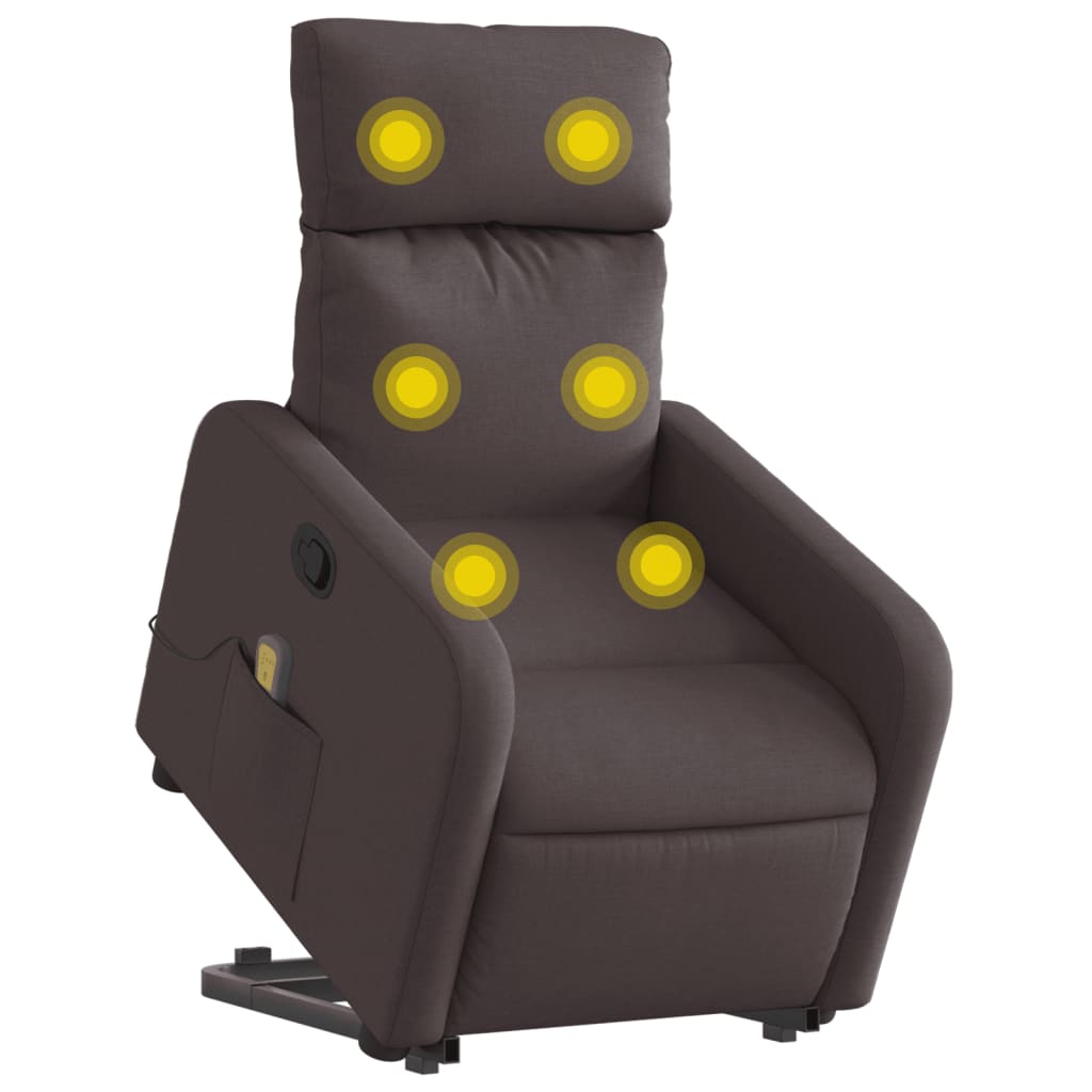 Poltrona Alzapersona Massaggi Reclinabile Marrone Scuro Tessuto | homemem39
