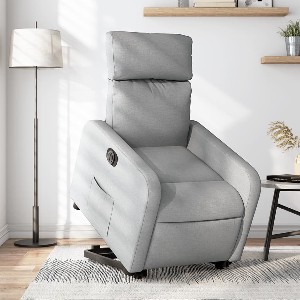 Poltrona Reclinante Alzapersona Elettrica Grigio Chiaro Tessuto - homemem39