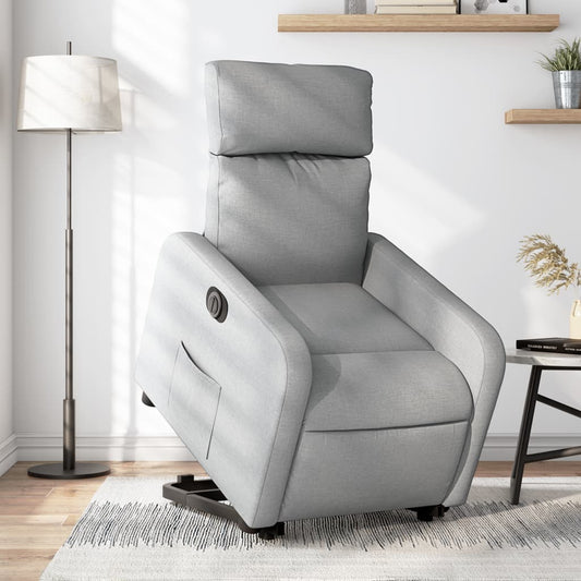Poltrona Reclinante Alzapersona Elettrica Grigio Chiaro Tessuto - homemem39