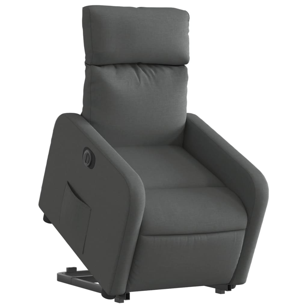 Poltrona Alzapersona Reclinabile Elettrica Grigio Scuro Tessuto - homemem39