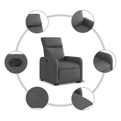 Poltrona Alzapersona Reclinabile Elettrica Grigio Scuro Tessuto | homemem39