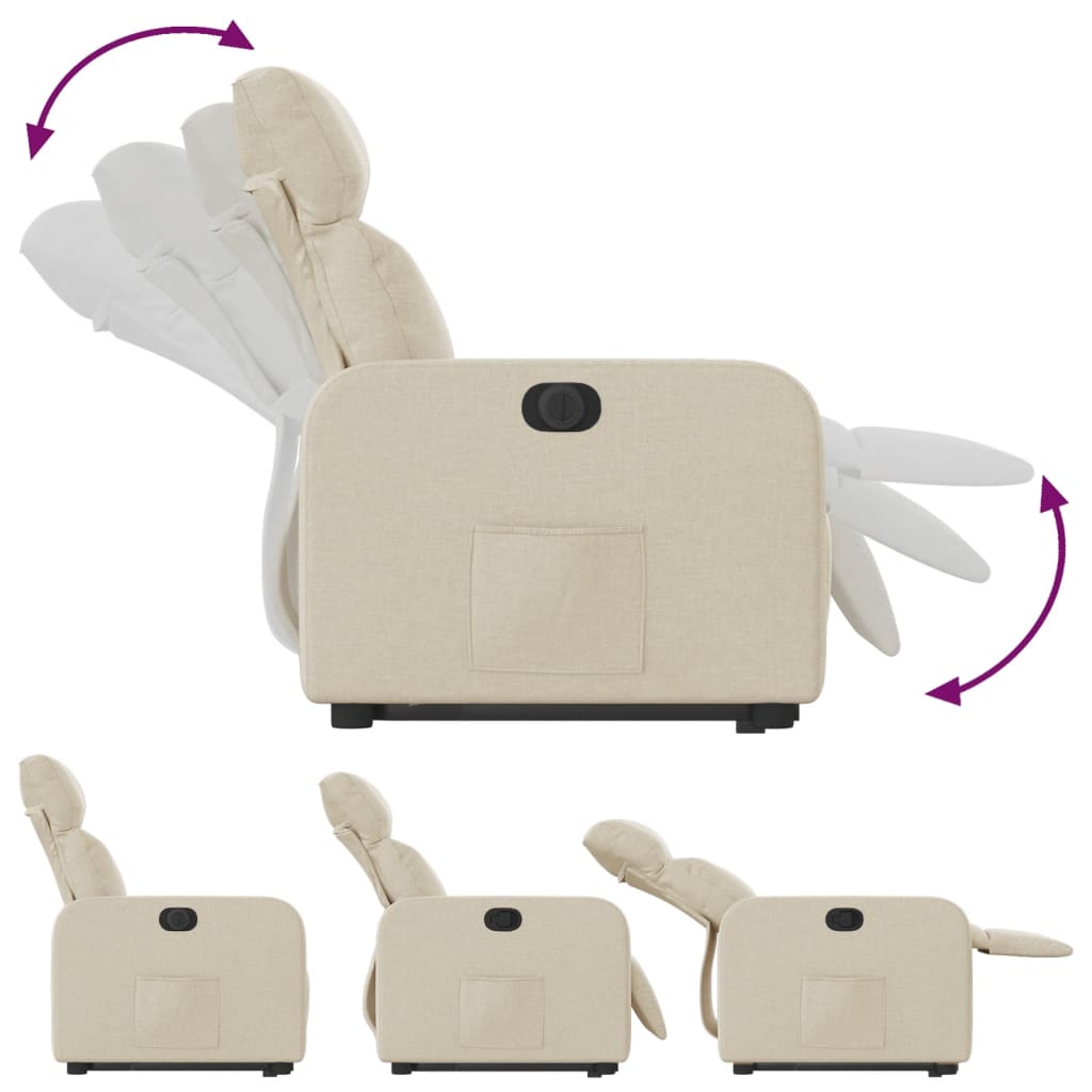 Poltrona Alzapersona Reclinabile Elettrica Crema in Tessuto - homemem39