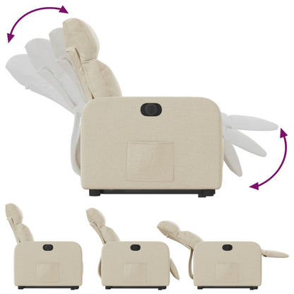 Poltrona Alzapersona Reclinabile Elettrica Crema in Tessuto - homemem39