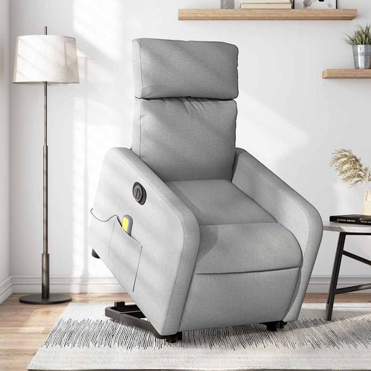 Poltrona Alzapersona Massaggi Elettrica Grigio Chiaro Tessuto | homemem39