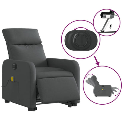 Poltrona Alzapersona Massaggi Elettrica Grigio Scuro Tessuto | homemem39