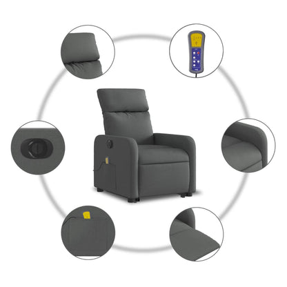 Poltrona Alzapersona Massaggi Elettrica Grigio Scuro Tessuto | homemem39
