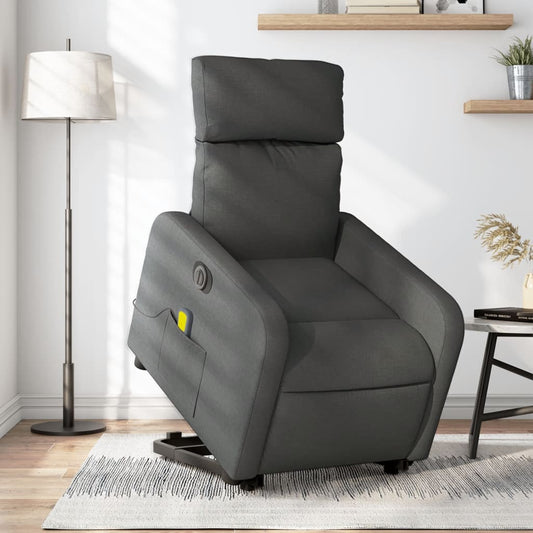 Poltrona Alzapersona Massaggi Elettrica Grigio Scuro Tessuto | homemem39