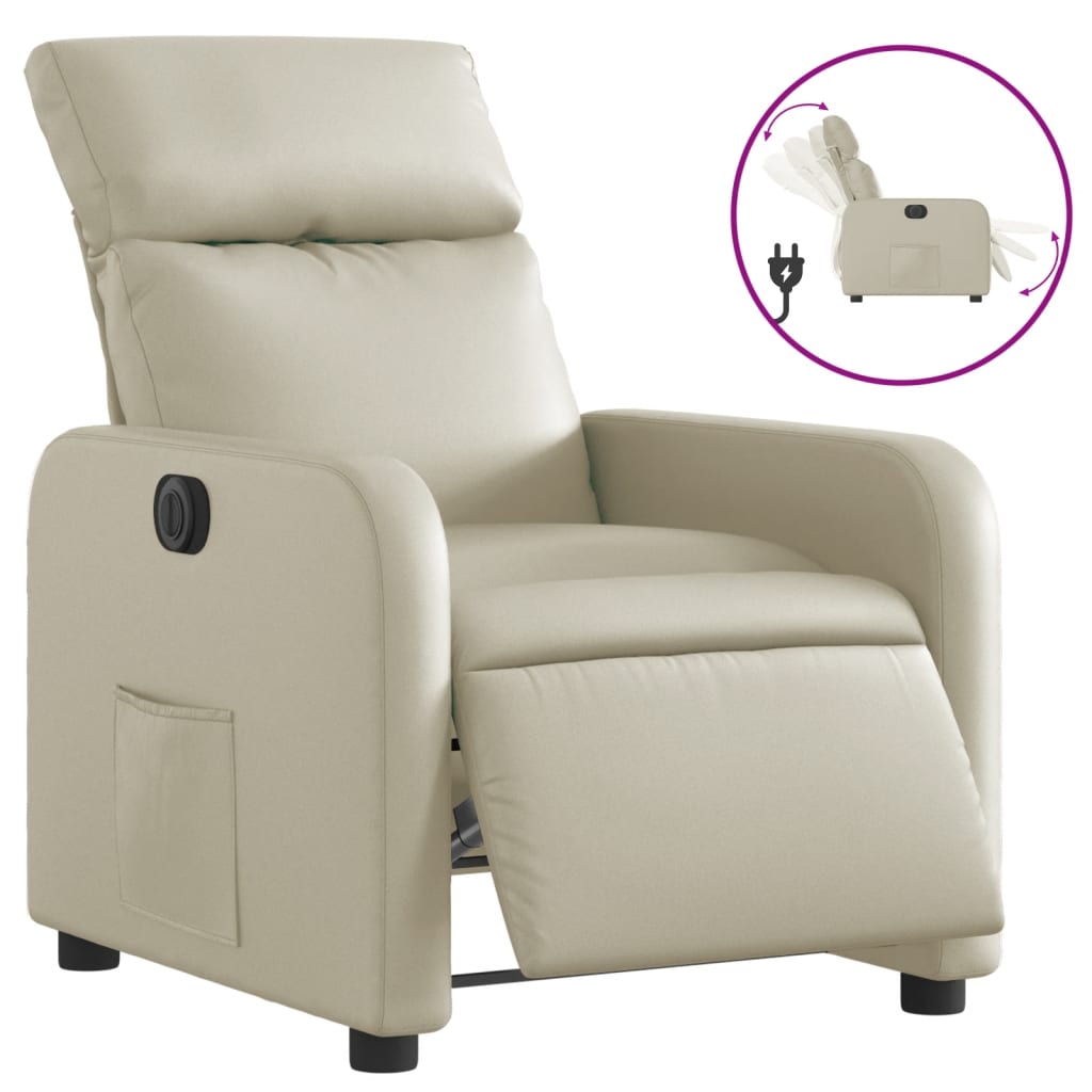 Poltrona Reclinabile Elettrica Crema in Similpelle | homemem39