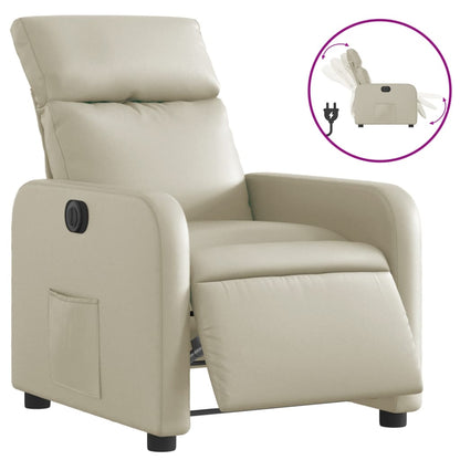 Poltrona Reclinabile Elettrica Crema in Similpelle | homemem39
