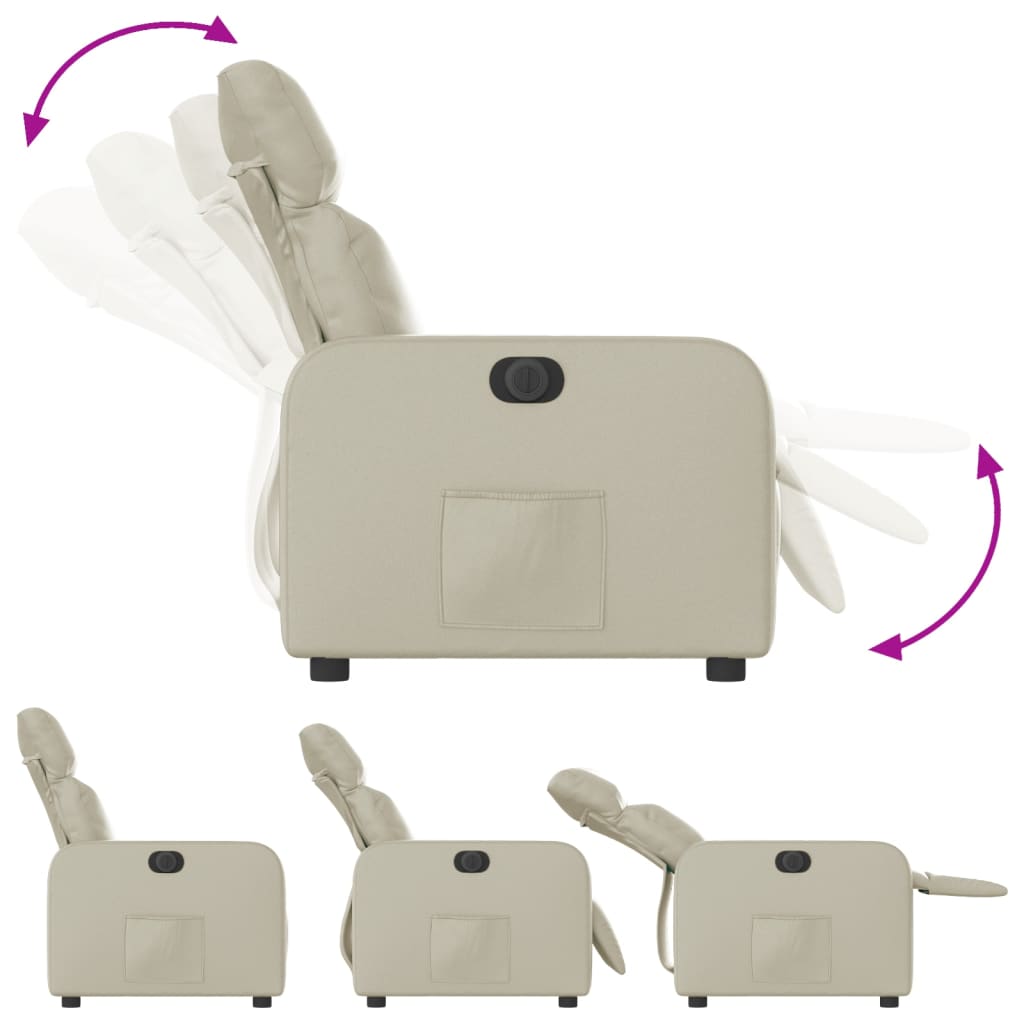 Poltrona Reclinabile Elettrica Crema in Similpelle | homemem39