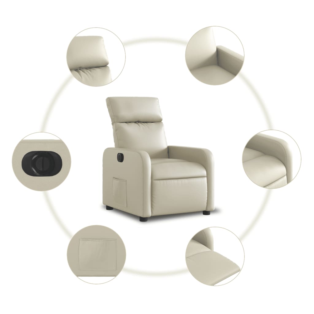 Poltrona Reclinabile Elettrica Crema in Similpelle | homemem39