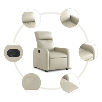 Poltrona Reclinabile Elettrica Crema in Similpelle | homemem39