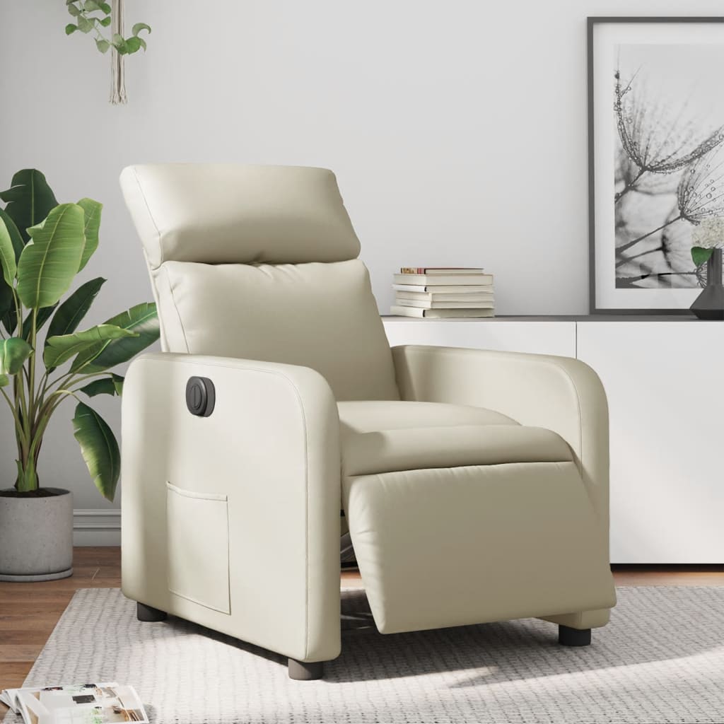Poltrona Reclinabile Elettrica Crema in Similpelle | homemem39