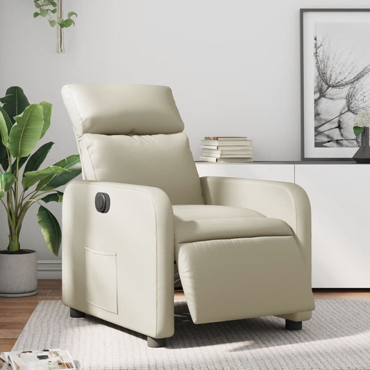 Poltrona Reclinabile Elettrica Crema in Similpelle | homemem39