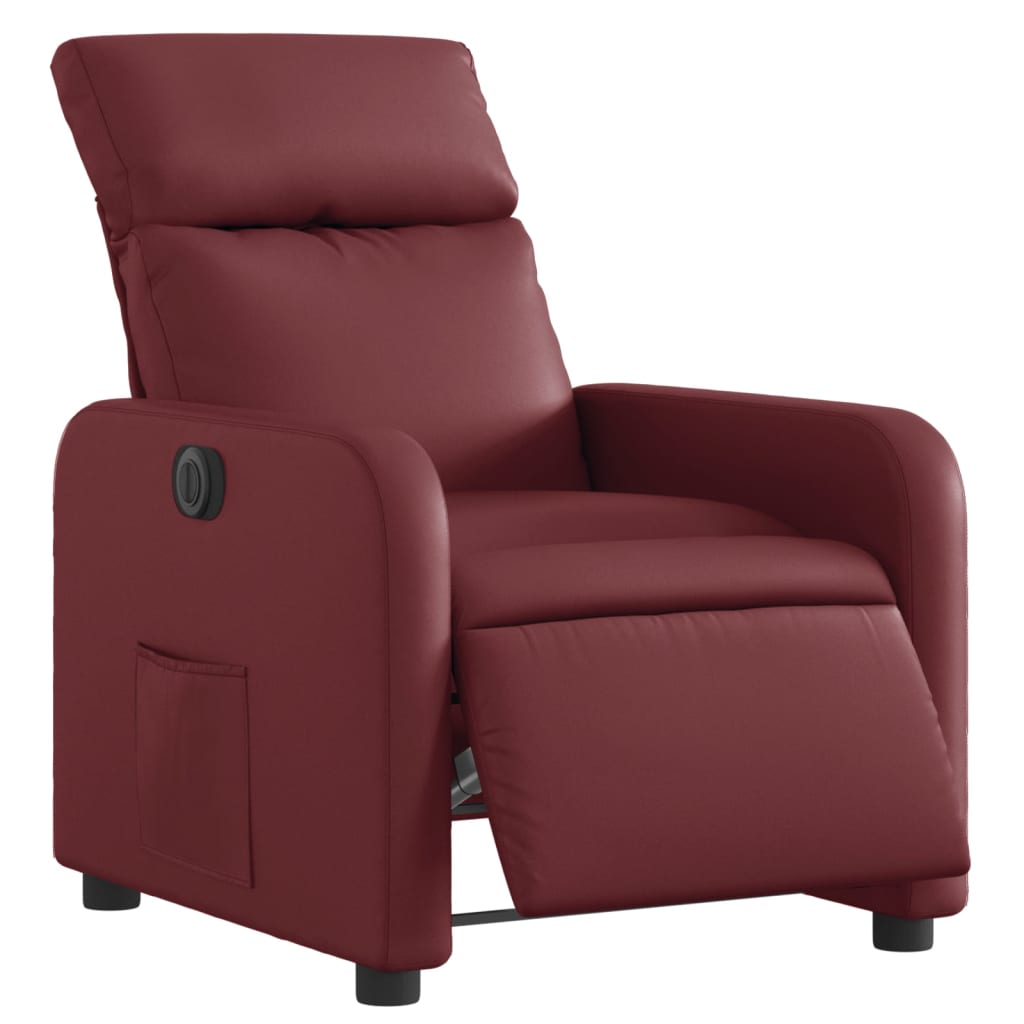 Poltrona Reclinabile Elettrica Rosso Vino in Similpelle | homemem39