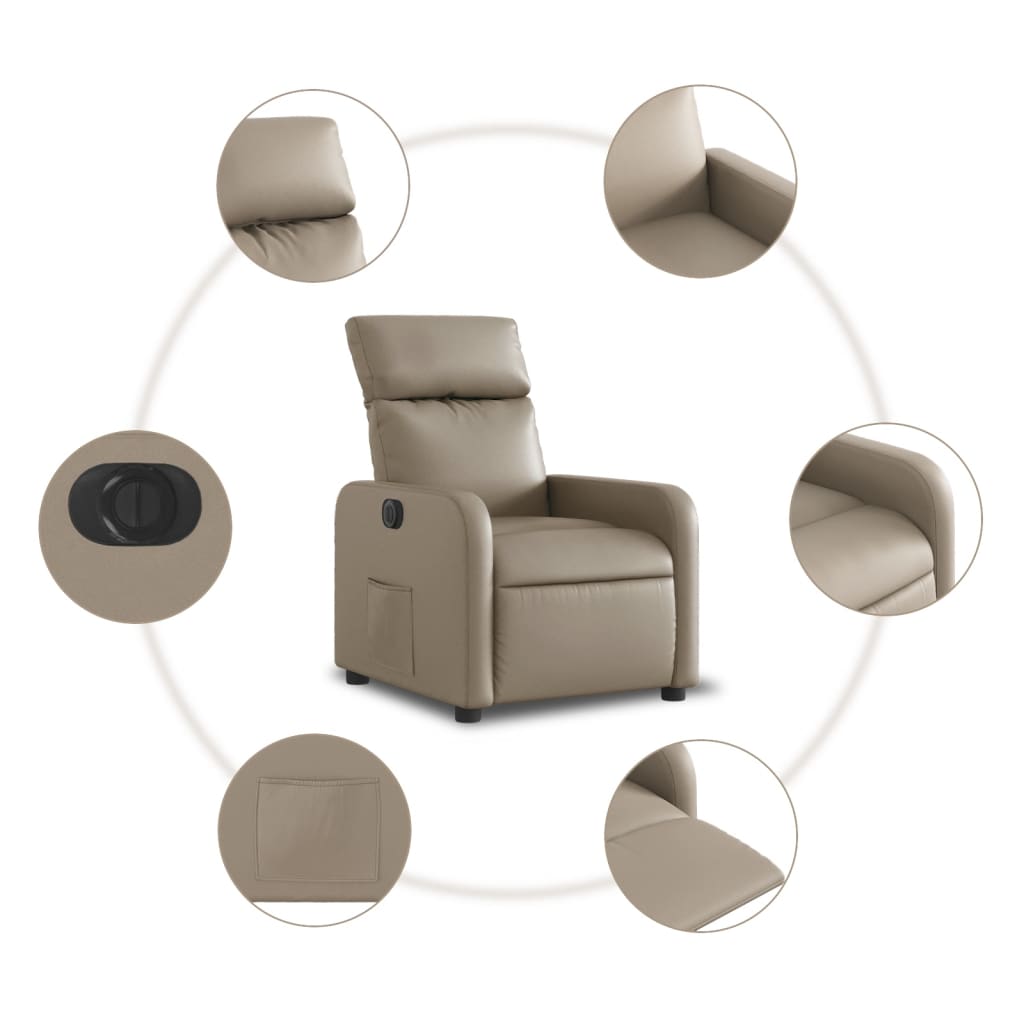 Poltrona Reclinabile Elettrica Cappuccino in Similpelle | homemem39