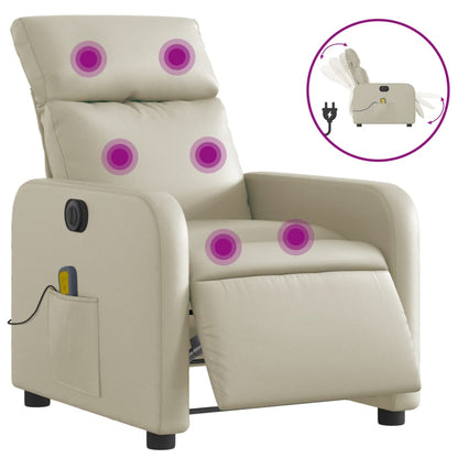 Poltrona Massaggiante Elettrica Reclinabile Crema Similpelle | homemem39