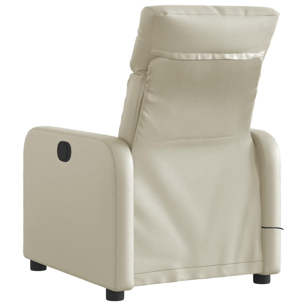 Poltrona Massaggiante Elettrica Reclinabile Crema Similpelle - homemem39