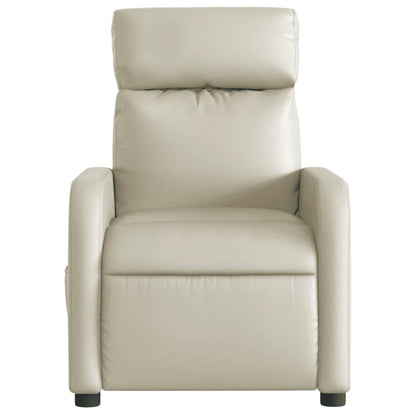Poltrona Massaggiante Elettrica Reclinabile Crema Similpelle - homemem39