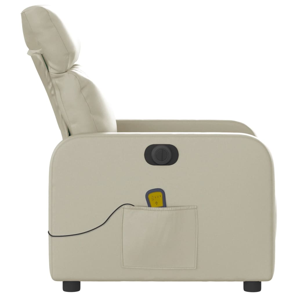 Poltrona Massaggiante Elettrica Reclinabile Crema Similpelle - homemem39