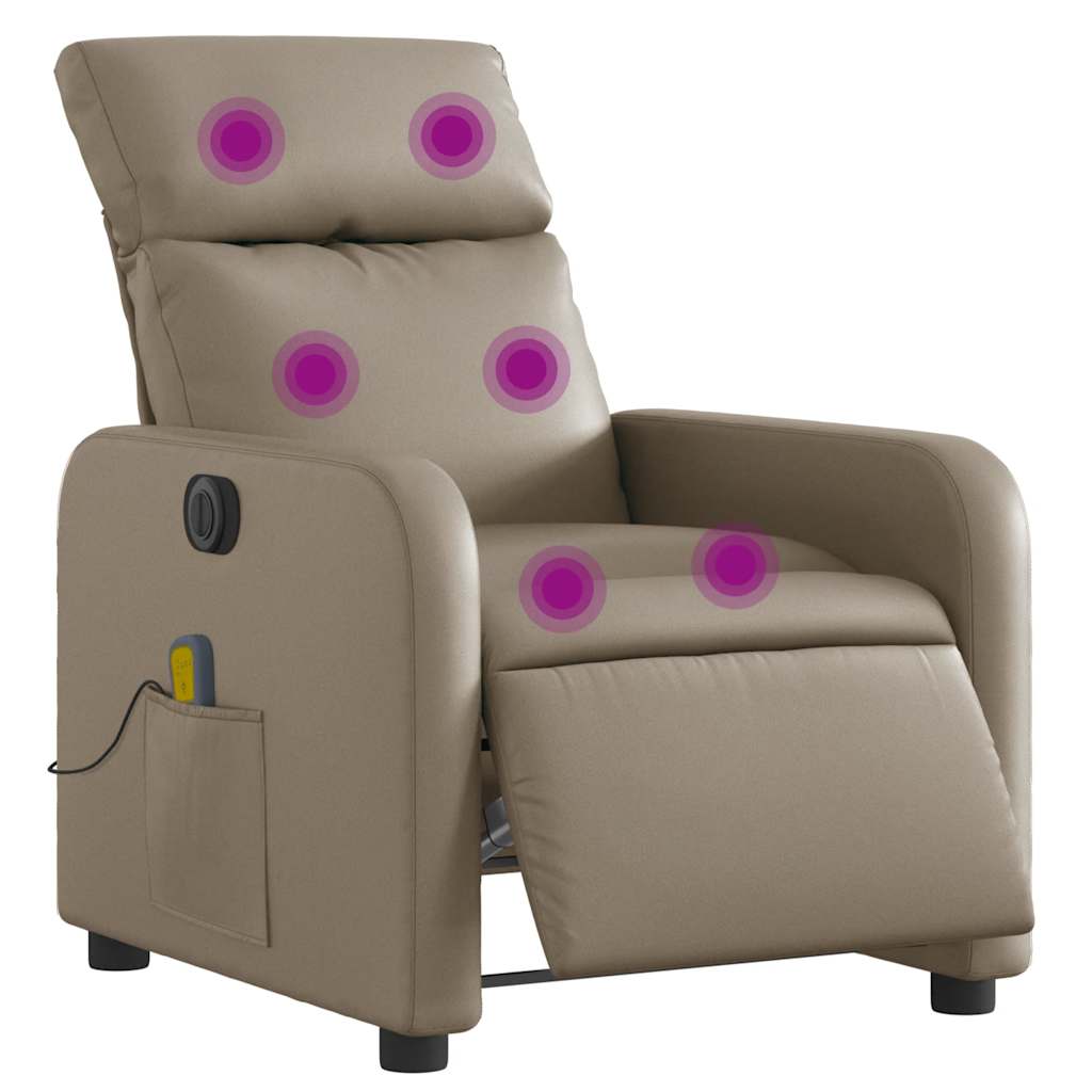 Poltrona Reclinabile Massaggio Elettrica Cappuccino Similpelle | homemem39