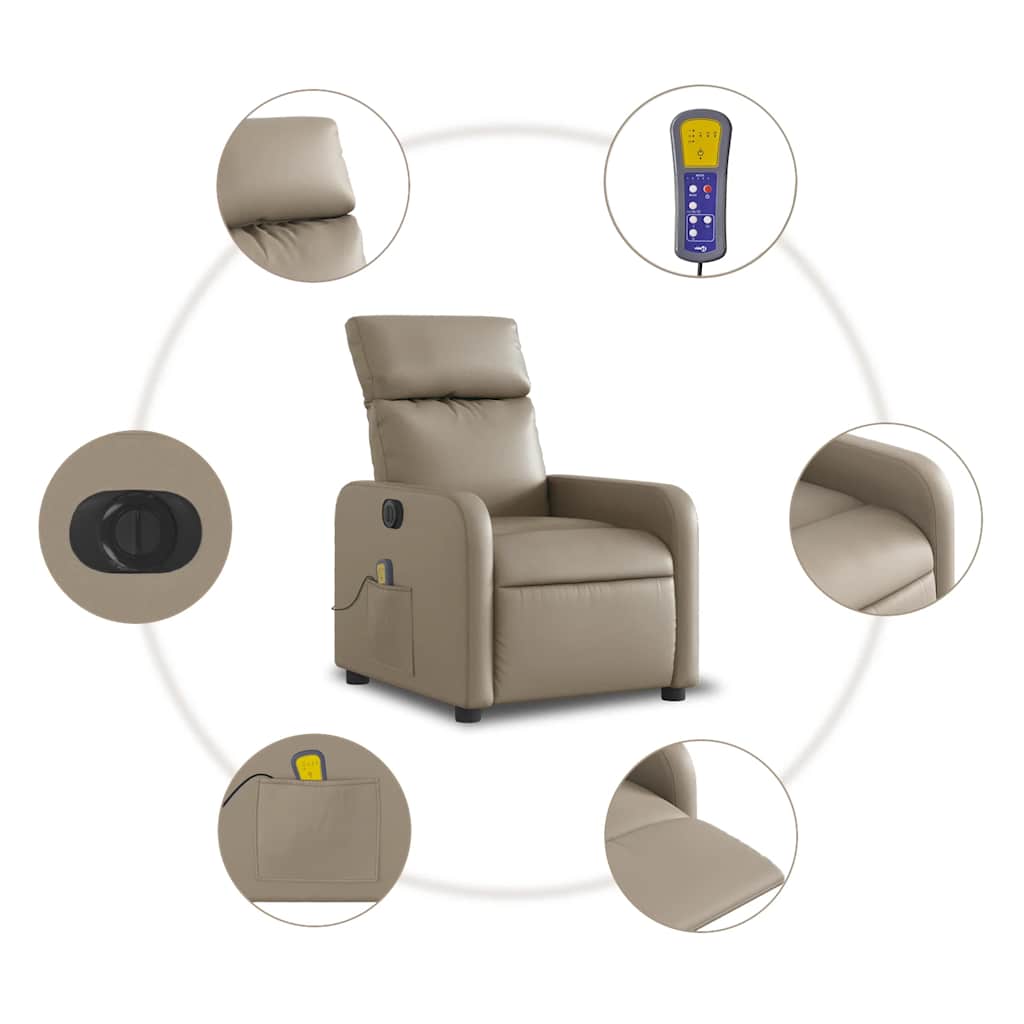 Poltrona Reclinabile Massaggio Elettrica Cappuccino Similpelle | homemem39