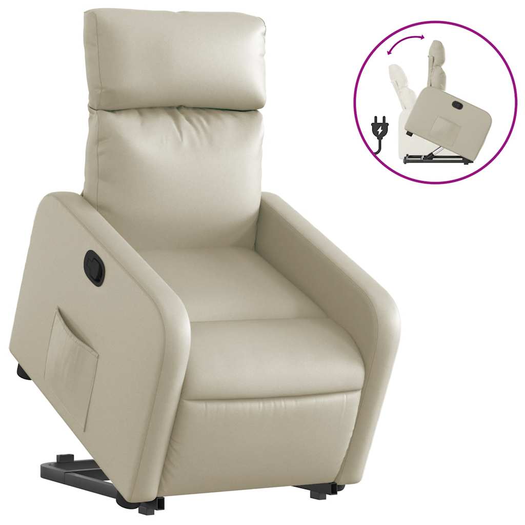 Poltrona Alzapersona Reclinabile Crema in Similpelle | homemem39