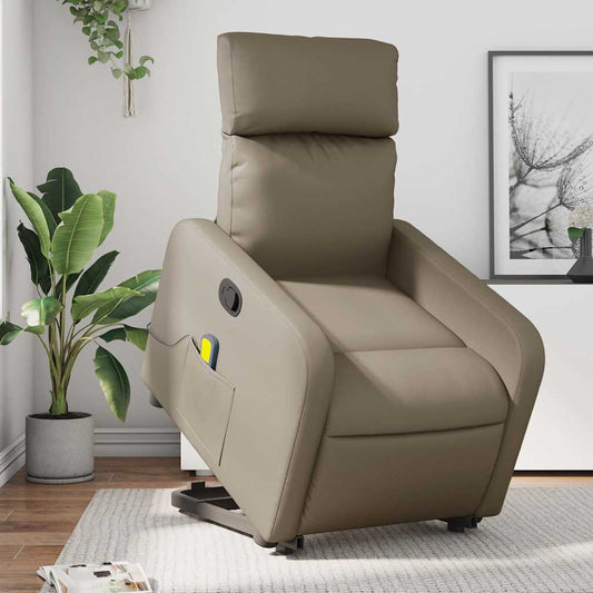 Poltrona Alzapersone Massaggi Reclinabile Cappuccino Similpelle | homemem39