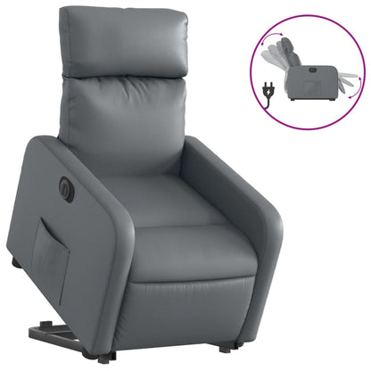 Poltrona Alzapersona Reclinabile Grigio in Similpelle - homemem39