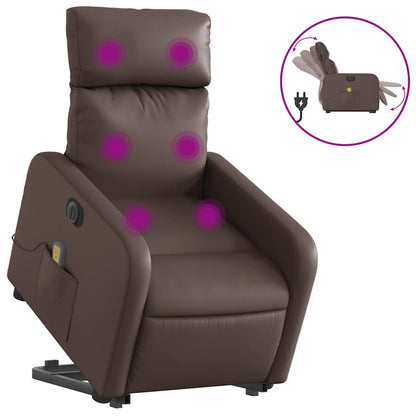 Poltrona Alzapersona Elettrica Reclinabile Marrone Similpelle | homemem39