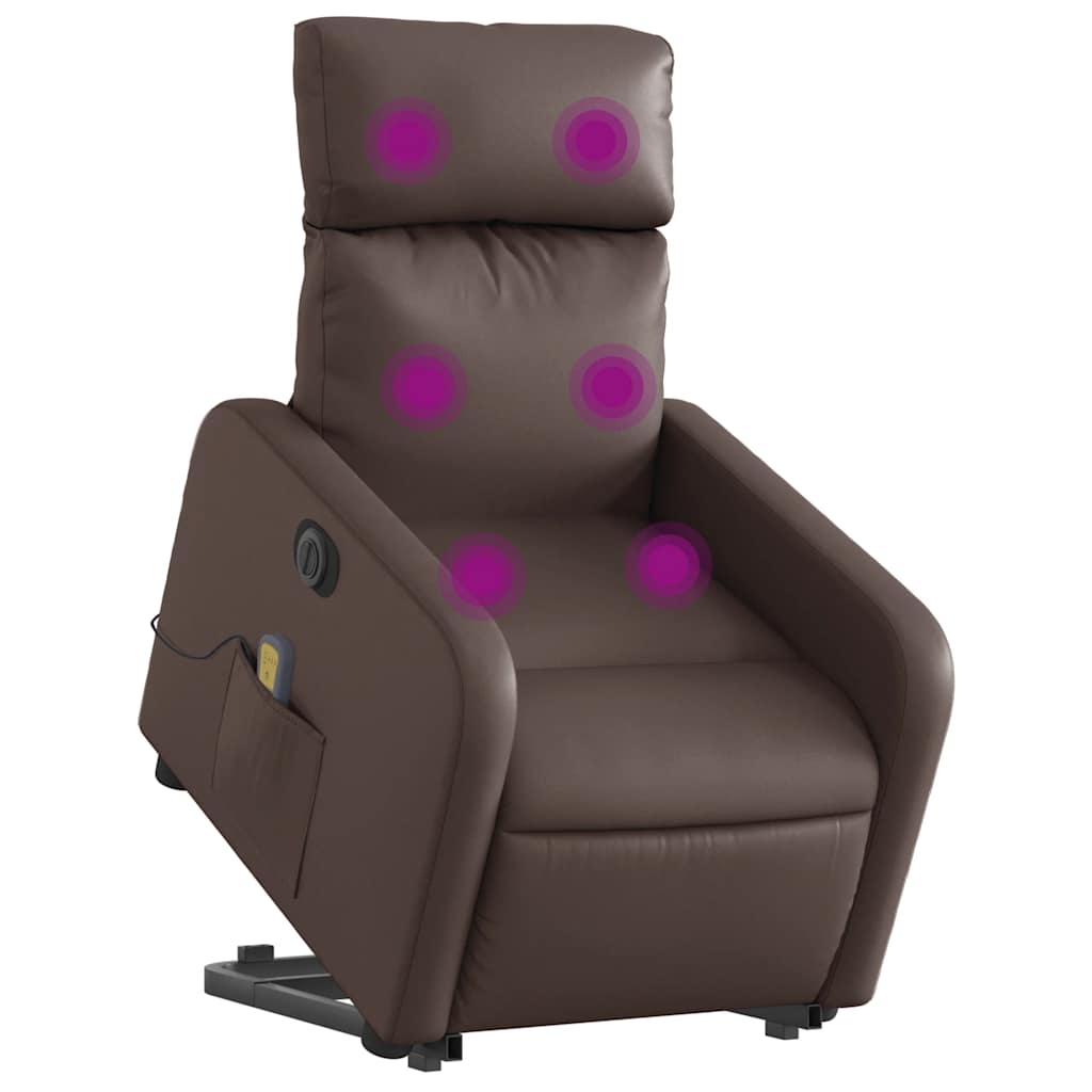 Poltrona Alzapersona Elettrica Reclinabile Marrone Similpelle | homemem39