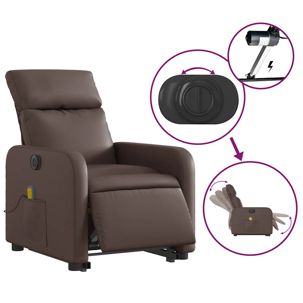 Poltrona Alzapersona Elettrica Reclinabile Marrone Similpelle | homemem39