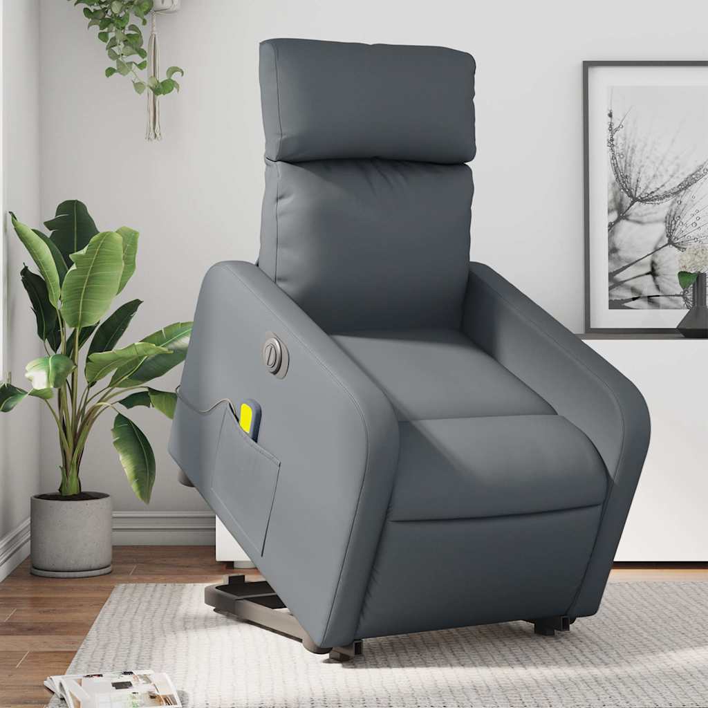 Poltrona Alzapersona Elettrica Reclinabile Grigio in Similpelle | homemem39