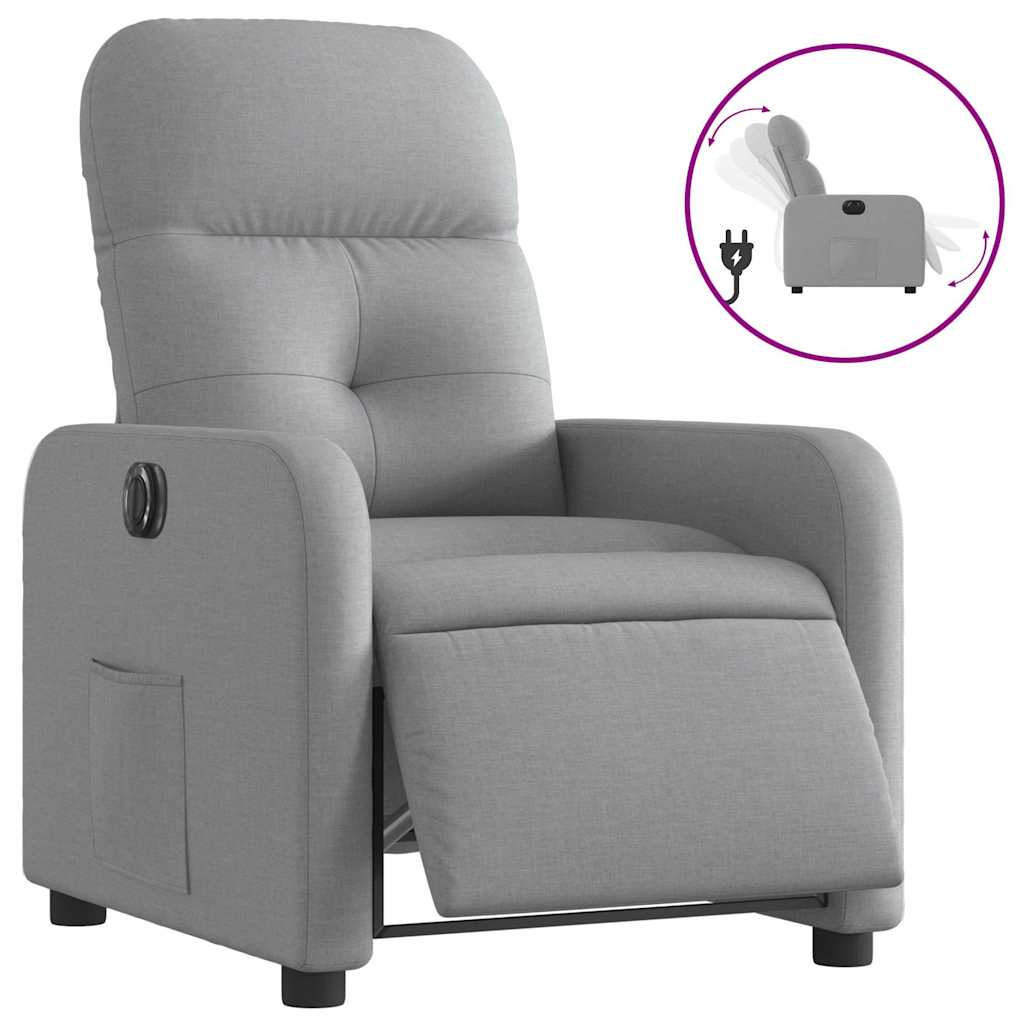 Poltrona Elettrica Reclinabile Grigio Chiaro in Tessuto | homemem39