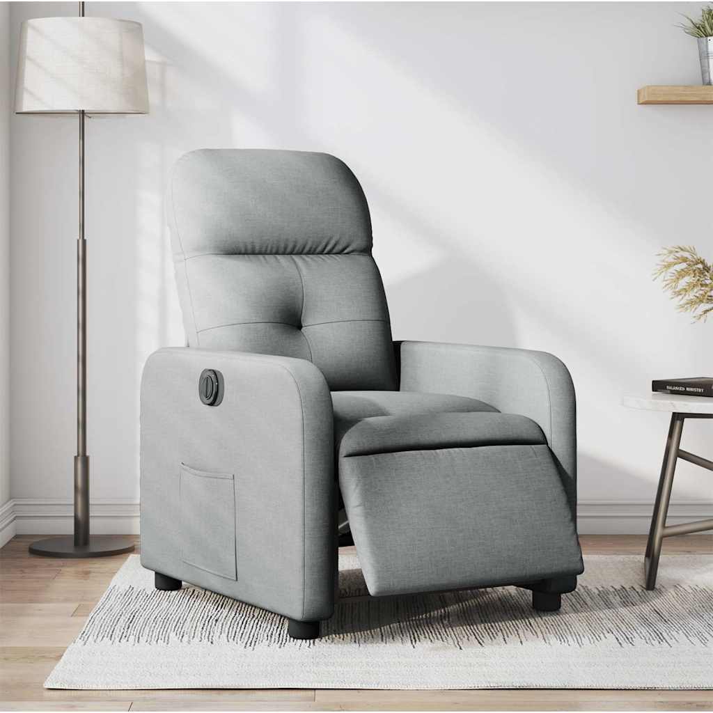Poltrona Elettrica Reclinabile Grigio Chiaro in Tessuto | homemem39