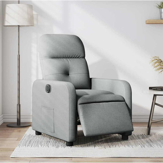 Poltrona Elettrica Reclinabile Grigio Chiaro in Tessuto | homemem39