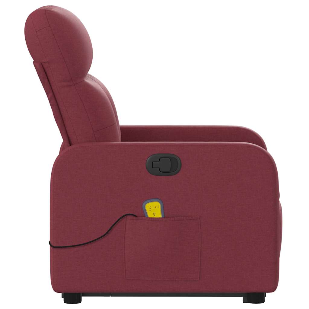 Poltrona Alzapersona Massaggio Reclinabile Rosso Vino Tessuto | homemem39